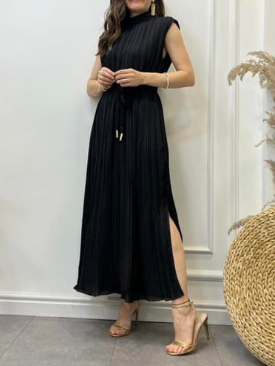 Sleeveless Pleated Chiffon Dress