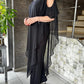 Sequin Chiffon Irregular Hem Cold Shoulder Jumpsuit