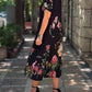 Black Floral Short Sleeve Dress