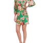 Floral-Print Smocked Geo-Neck Dress