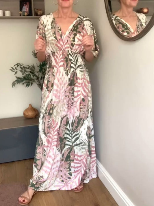 V-Neck Tropical Dress