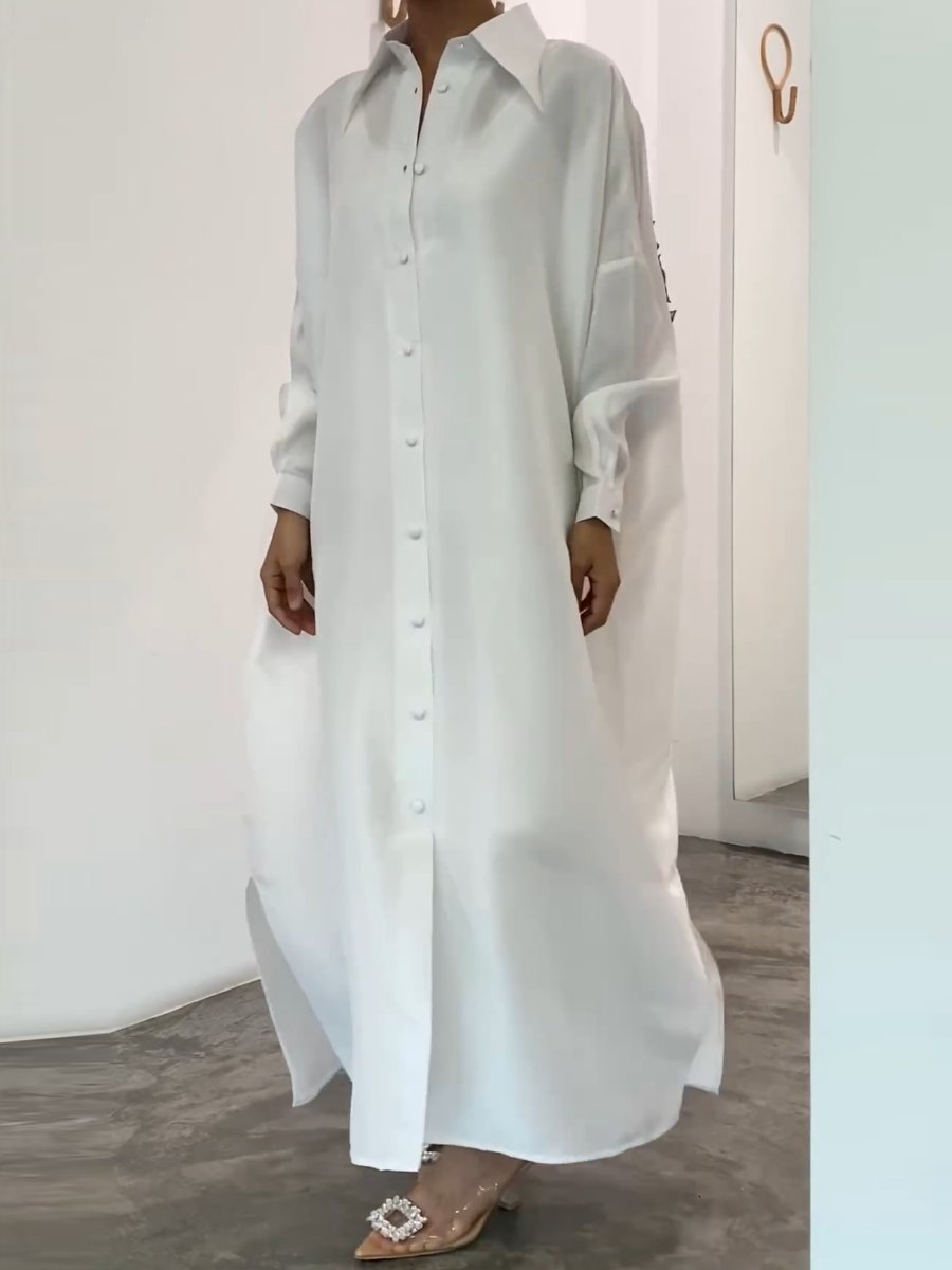 White Silk Shirt Dress