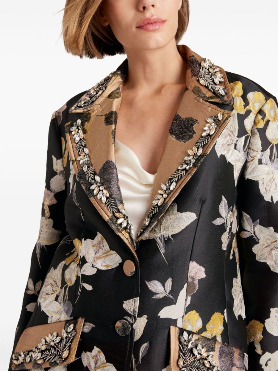 Crystal Embellished Single-Breasted Coat