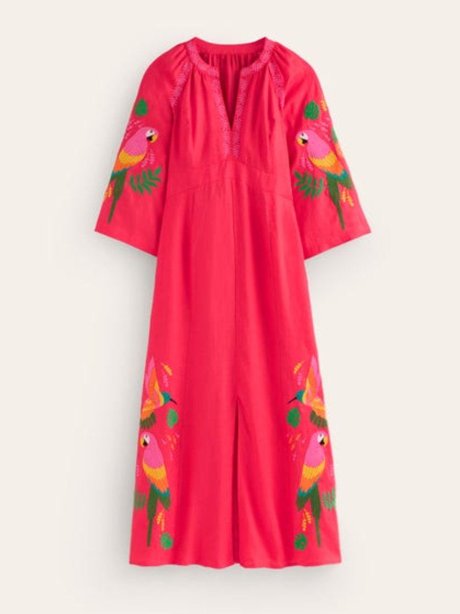 Breathable Linen Embroidered Dress