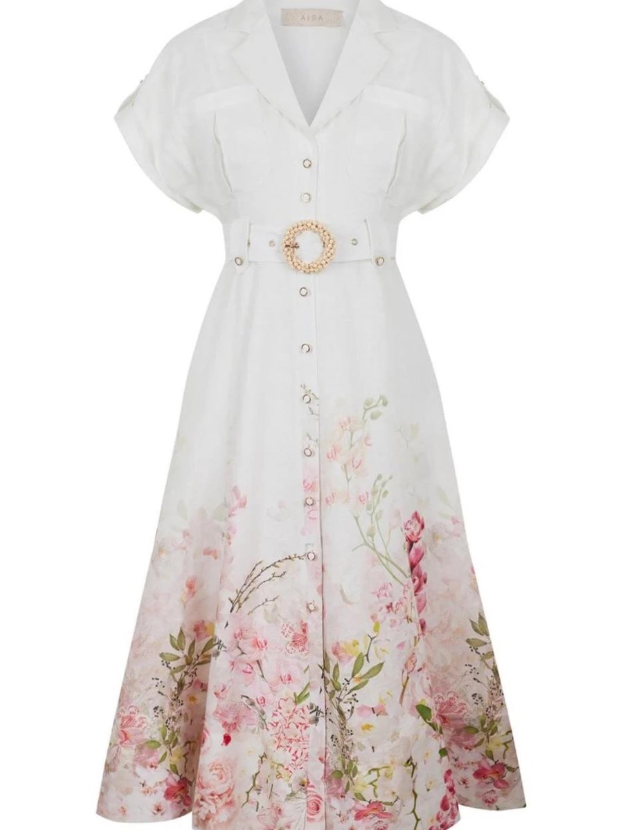 Gorgeous Floral Linen Shirt Dress