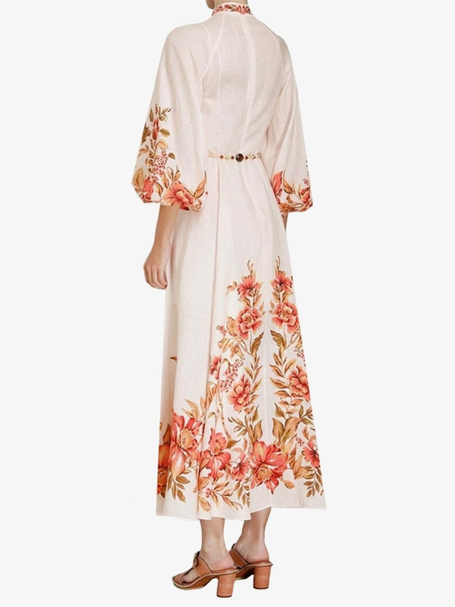 Floral Print Linen Dress