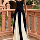 Black and White Contrasting Flowing Dress