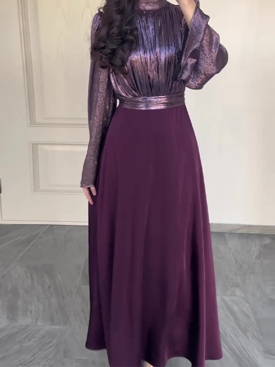 Purple Long Sleeve Party Dress