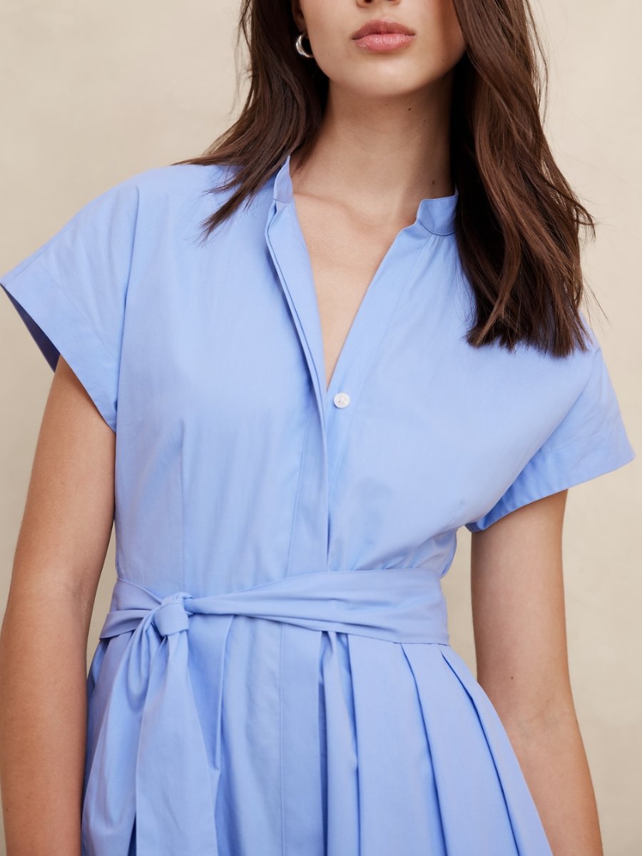 Poplin Belted Midi Dress