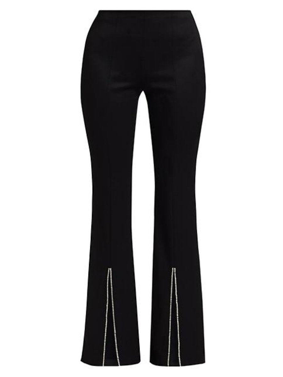 Embellished Bow Top and Rhinestone Stretch Boot-Cut Pants Set