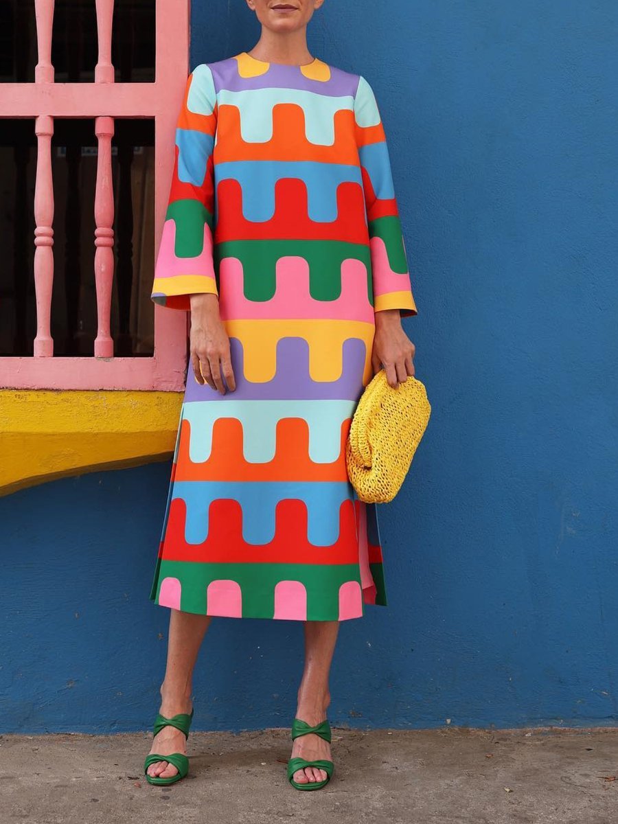 Vibrant Placement Print Dress