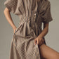 Button-Front Pleated Shirt Dress