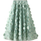 3D Wave Dot Mesh Midi Skirt