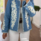 Chic Blue Patched Jacket