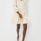 Golden Floral Ruffled Collar Dress