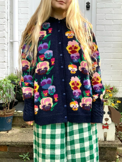 Handmade Vintage Pansy Cardigan