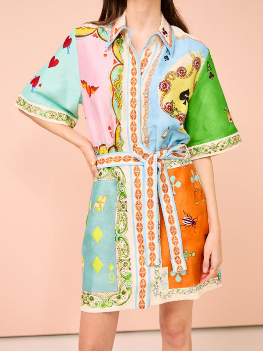 Casual Fashion Printed Shirt Dress