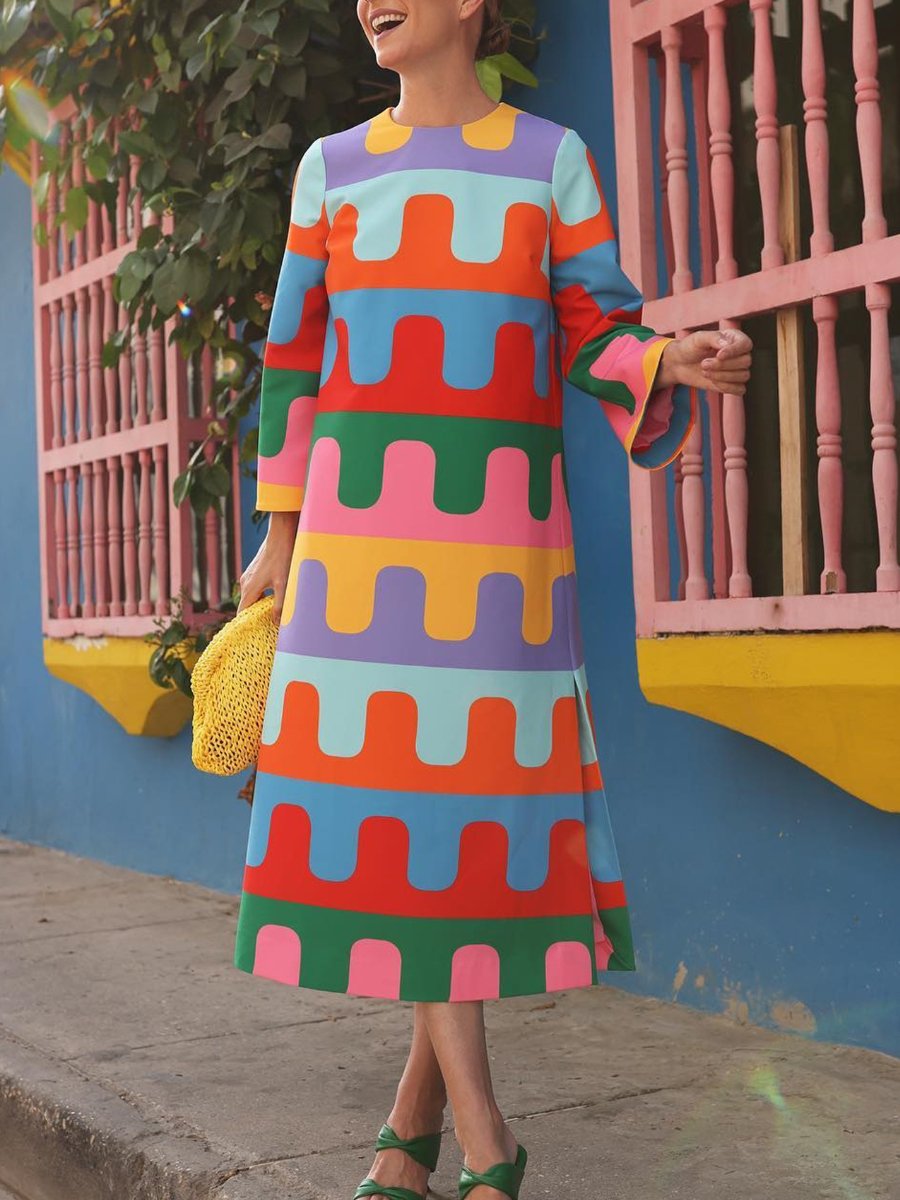 Vibrant Placement Print Dress