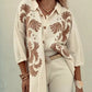 Cotton Embroidered Cardigan and Loose Trousers Set