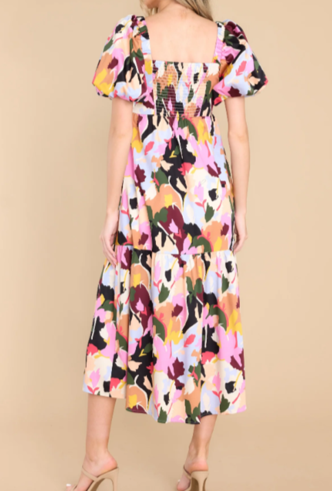 Floral Print Boat Neck Maxi Dress