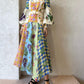 BALLOON SLEEVE SHIRTDRESS IN MULTI