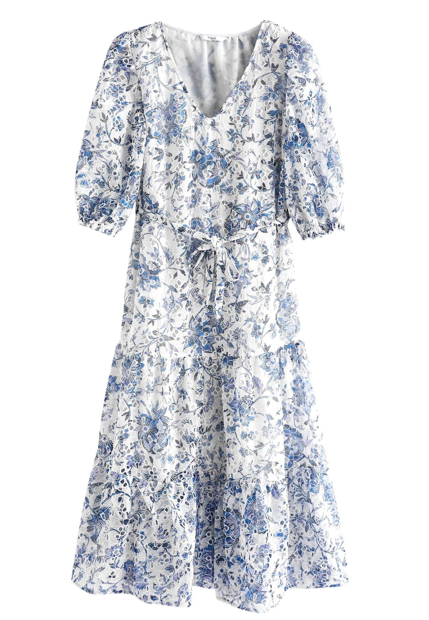 Blue white floral dress