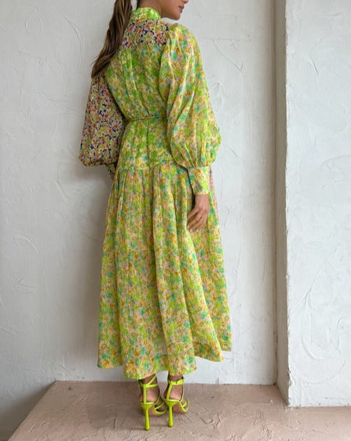 Printing Lantern Sleeve Dress