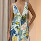 Lemon Patchwork Wavy Dress