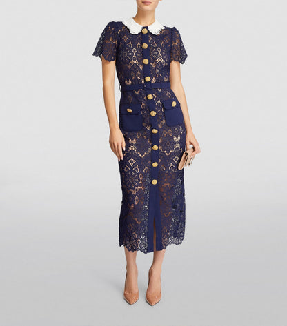 Guipure Lace Midi Dress