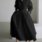 Black Fold Over Collar Side Pocket Maxi Dress