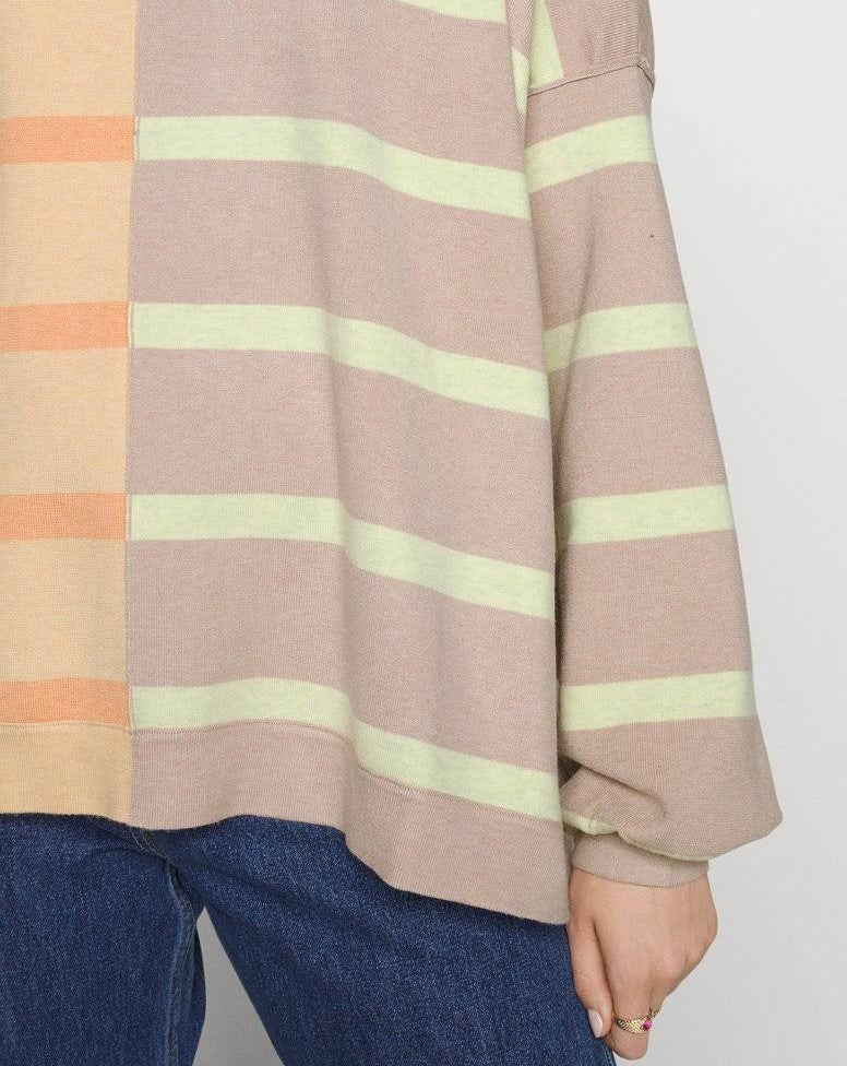 Striped Drop Shoulder Round Neck Blouse