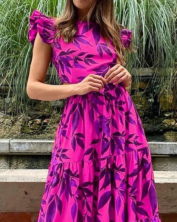 Fashion Printed Dress Graceful Waist Elegant Long Dress