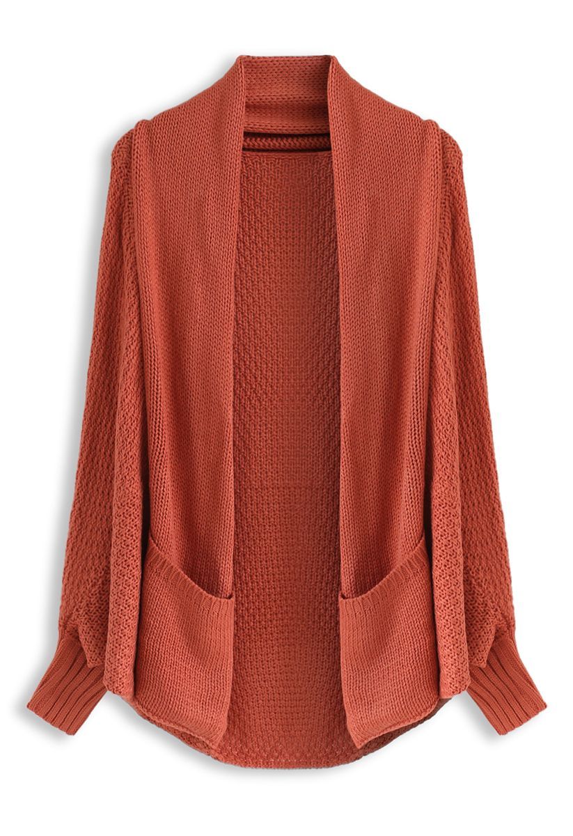 OPEN FRONT DRAPE KNIT CARDIGAN