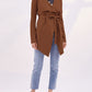 WIDE LAPEL TIE WAIST KNIT CARDIGAN