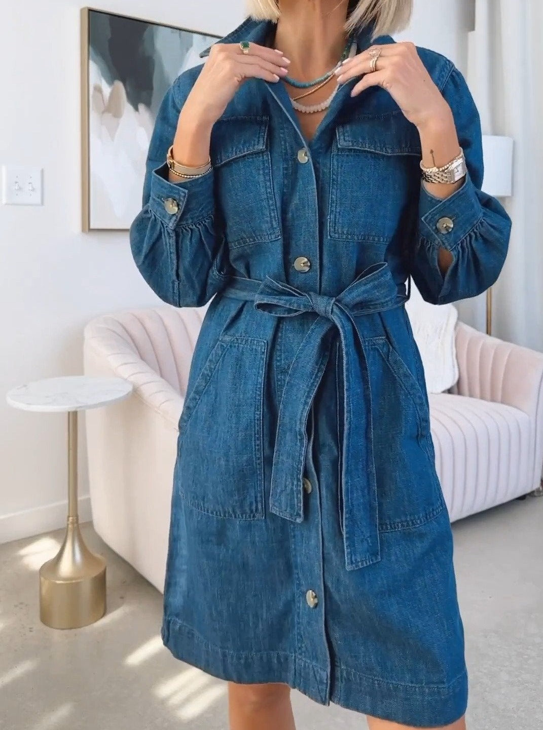 Belted Denim Shirtdress