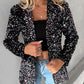 Long Sleeve Shawl Neck Sequin Blazer