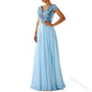 Bridesmaid short sleeve maxi tulle dress