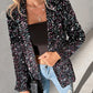 Long Sleeve Shawl Neck Sequin Blazer