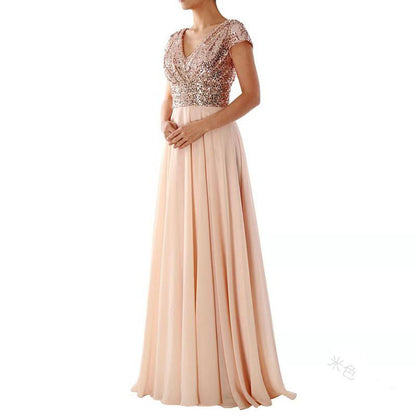 Bridesmaid short sleeve maxi tulle dress