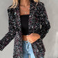 Long Sleeve Shawl Neck Sequin Blazer