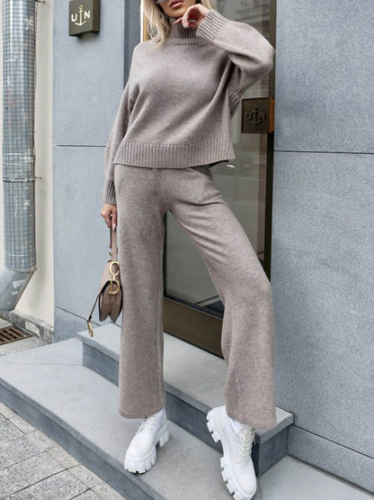 Turtleneck Knit Two Pieces Set