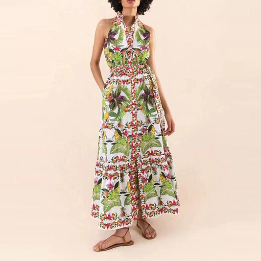 Biba tiered printed cotton-poplin maxi dress