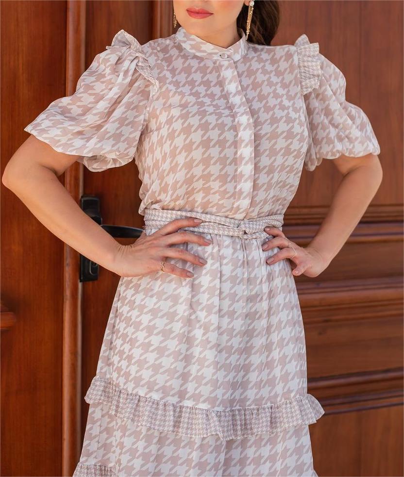 Houndstooth Ruffled Dress