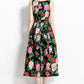 Red Flower vintage print dress