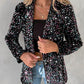 Long Sleeve Shawl Neck Sequin Blazer