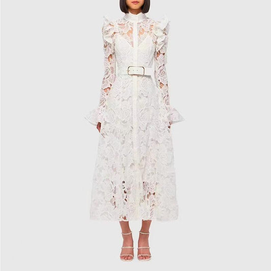 Lace Butterfly Sleeve Midi Dress