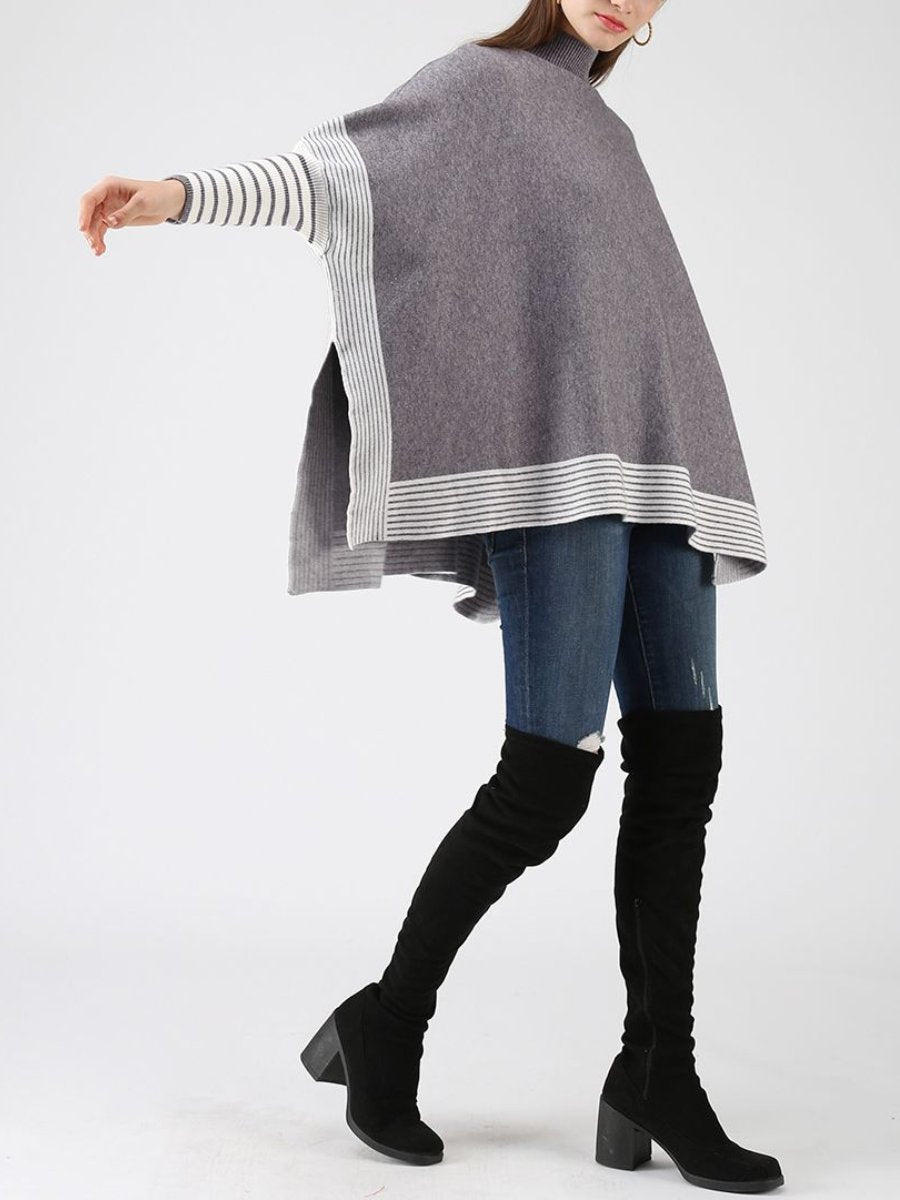 Lie In CFields Striped Oversize Knit Cape Sweater