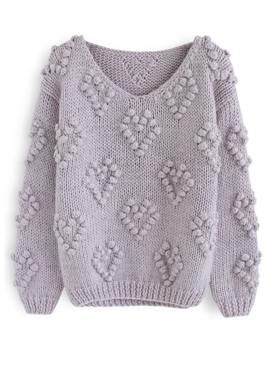 Knit Your Love V-Neck Sweater In Lavender