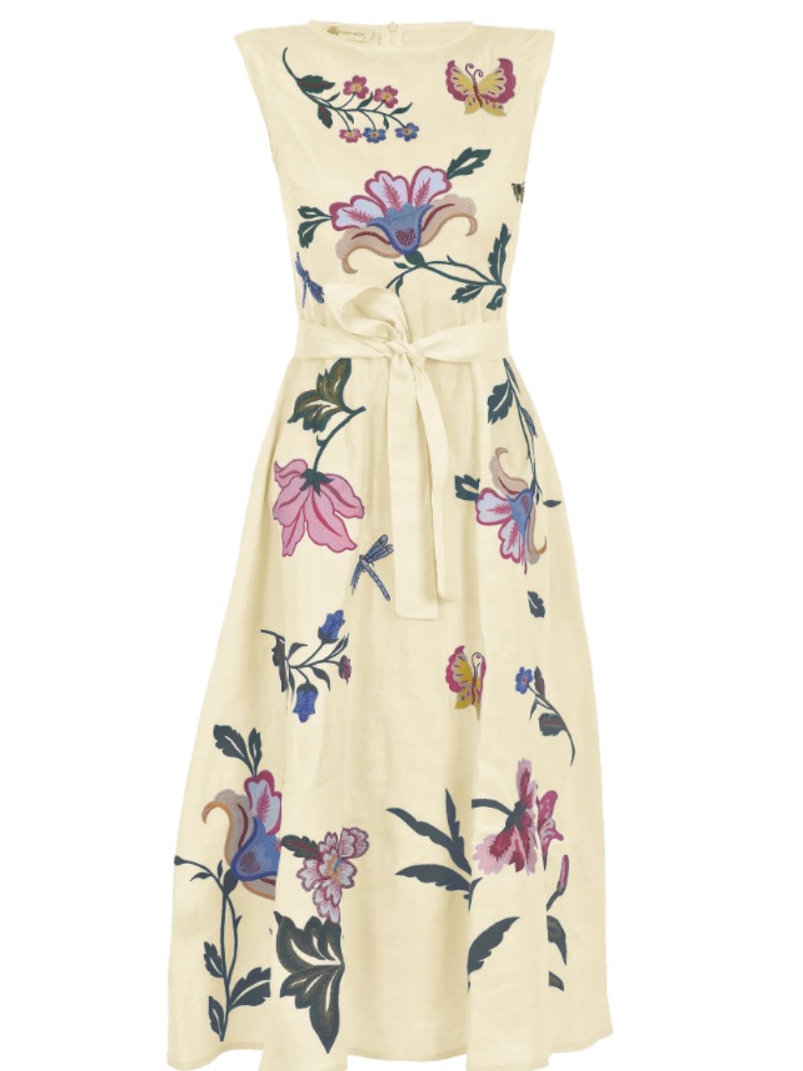 Floral Embroidered Midi Dress