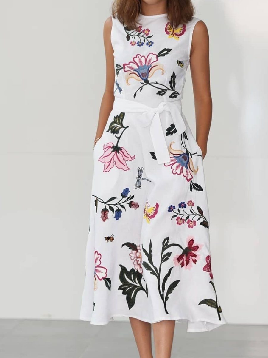 Floral Embroidered Midi Dress